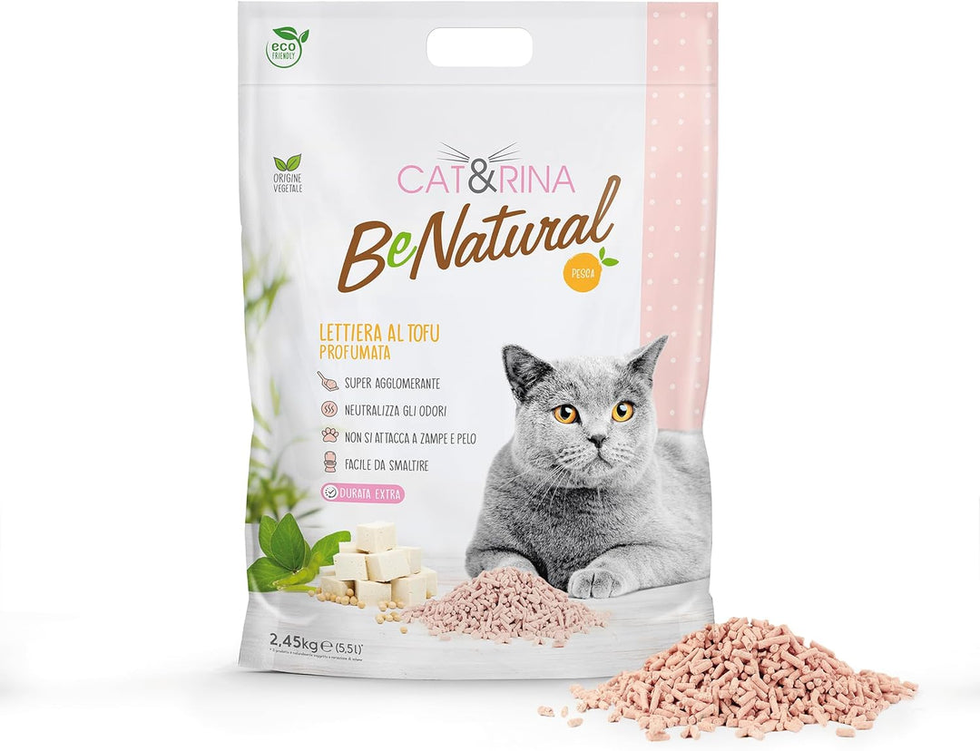 Cat&Rina BeNatural Tofu Katzenstreu, 5,5 l, klumpend und pflanzlich, für bis zu 30 Tage Nutzung, Ent