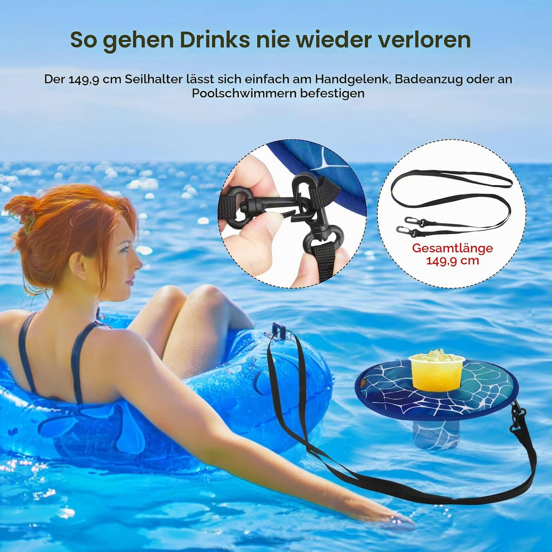 2 Stück Getränkehalter Pool Schwimmend Neoprene Schwimmender Pool Tablett Getränke Kühler Bierhalter