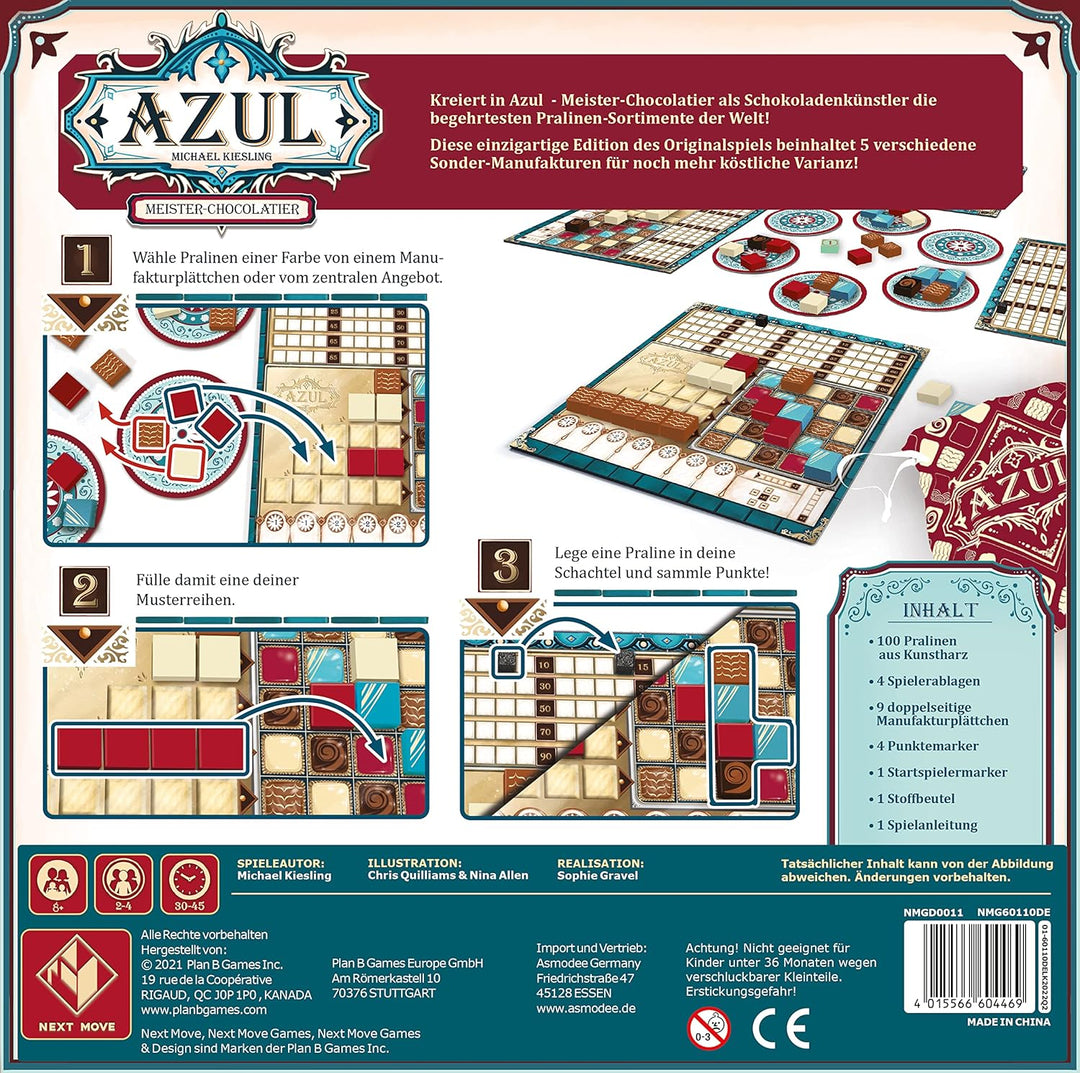 Next Move Games | Azul – Meister-Chocolatier | Familienspiel | Brettspiel | 2-4 Spieler | Ab 8+ Jahr