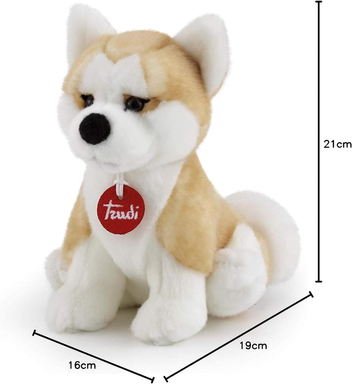 trudi 22663 Dog Klassik Plüschhund Akita Ascanio ca. 21 cm, Grösse S, hochwertiges Stofftier mit wei