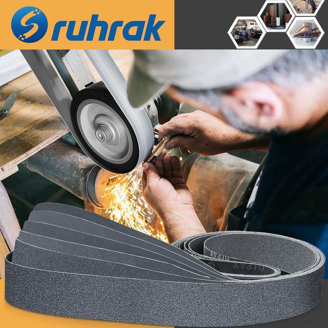 Sruhrak Schleifbänder 50 x 2000mm- 6 Stück 1 X 60/120/240/400/600/800 Grit Siliziumkarbid-Schleifbän