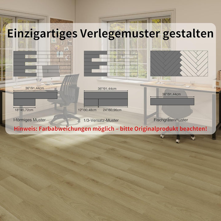 MULGREAT Holzoptik Vinyl Bodenbelag in Beige Eiche– 5,02 m² Selbstklebender, rutschfester & wasserdi