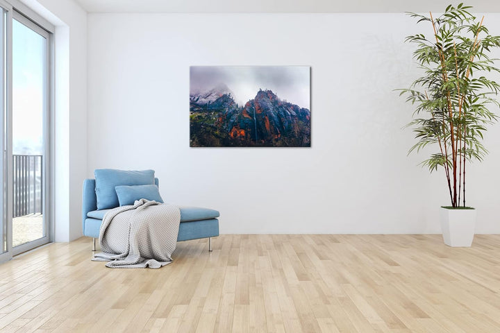 deyoli Berge im Zion Nationalpark Utha Format: 80x60 als Leinwand, Motiv fertig gerahmt auf Echtholz