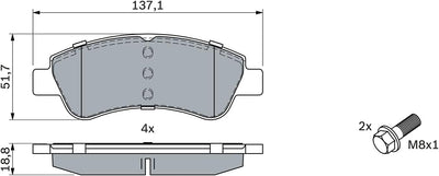 Bosch BP318 Bremsbeläge - Vorderachse - ECE-R90 Zertifizierung - vier Bremsbeläge pro Set