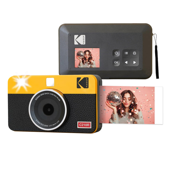 KODAK Mini Shot 2 Retro 4PASS 2-in-1 Sofortbildkamera und Fotodrucker (5,3x8,6cm) + 8 Blatts, Gelb M