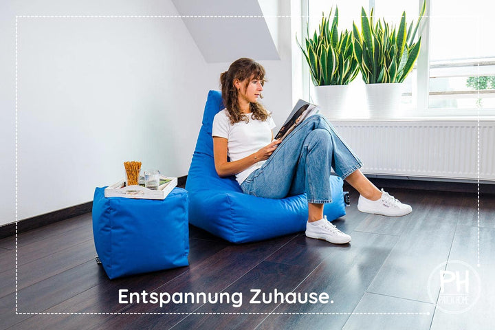 PATCH HOME Sitzsack Sitzkissen Beanbag Premium Lounge Gaming Sessel inkl. Würfel | 2 Grössen In & Ou