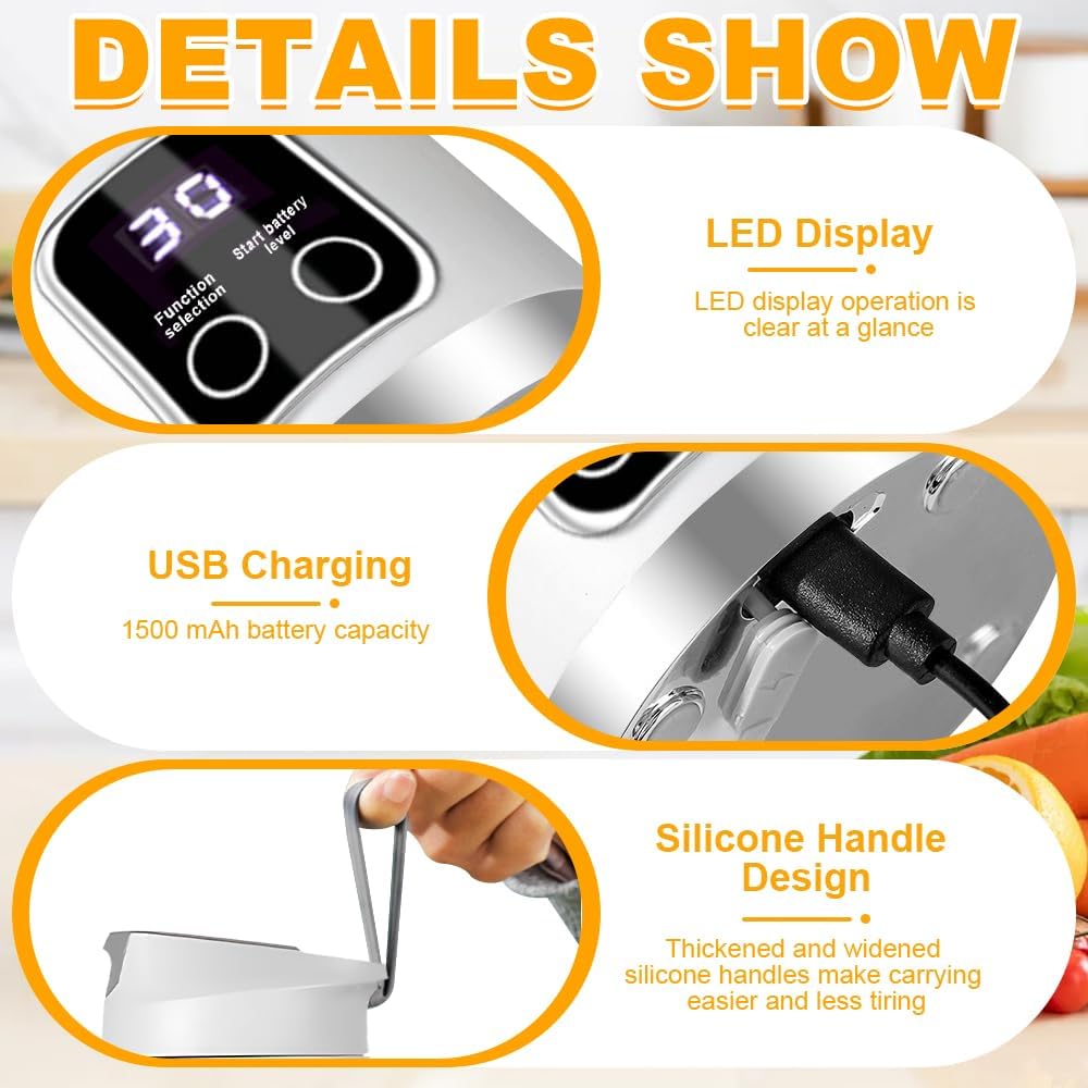 Tragbarer Mixer Smoothie Maker To Go, 450 ML Portable Blender, 12 Klingen, mit LED Display, Kleiner