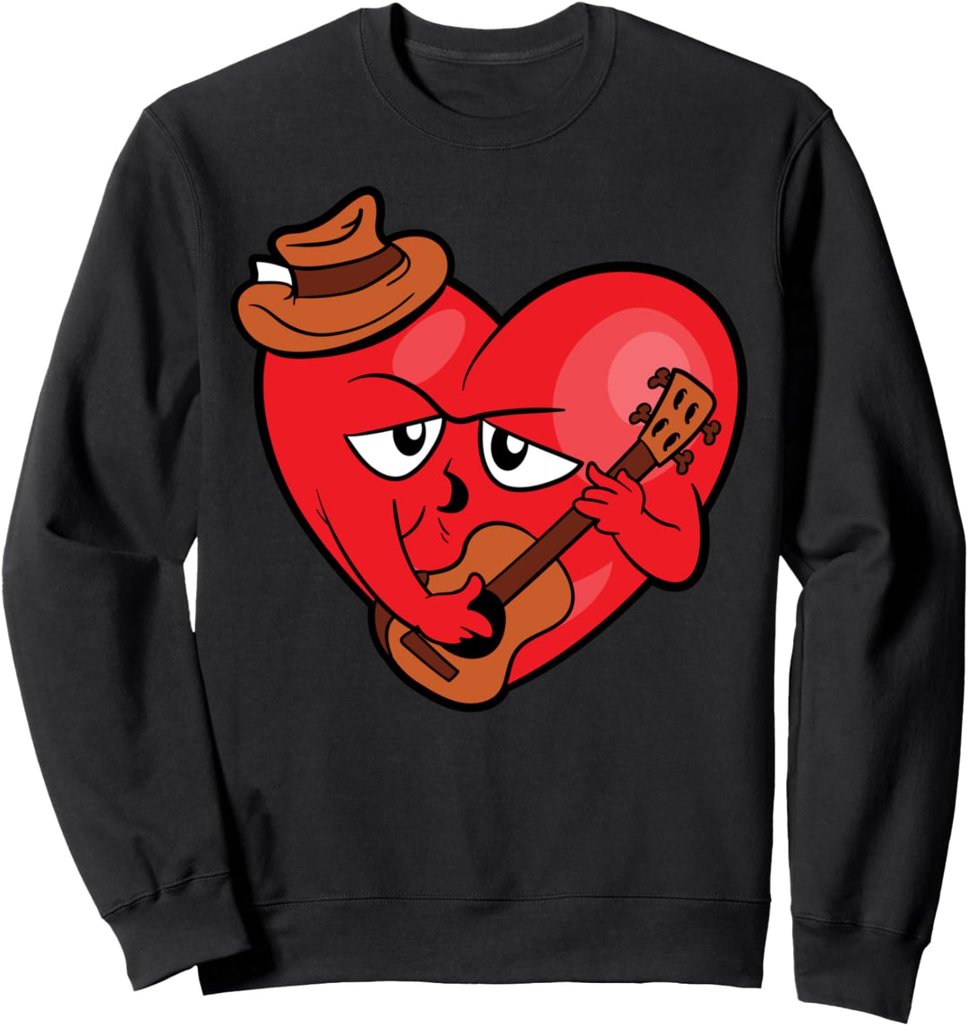Romantisch Valentinstag Herz Liebe Musik Gitarre Freundin Sweatshirt