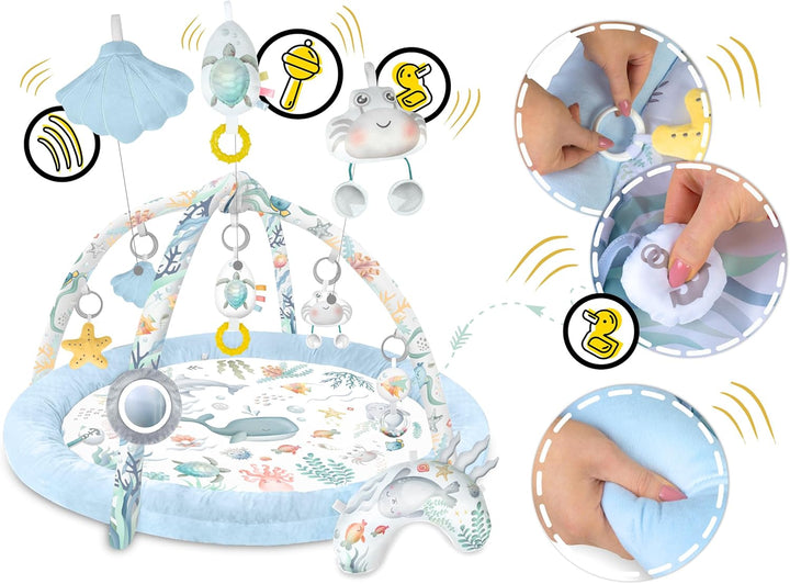 Nukido Spieldecke Mit Spielbogen Baby Spielmatte Babyspieldecke Krabbeldecke 7 Spielzeuge Und Kissen