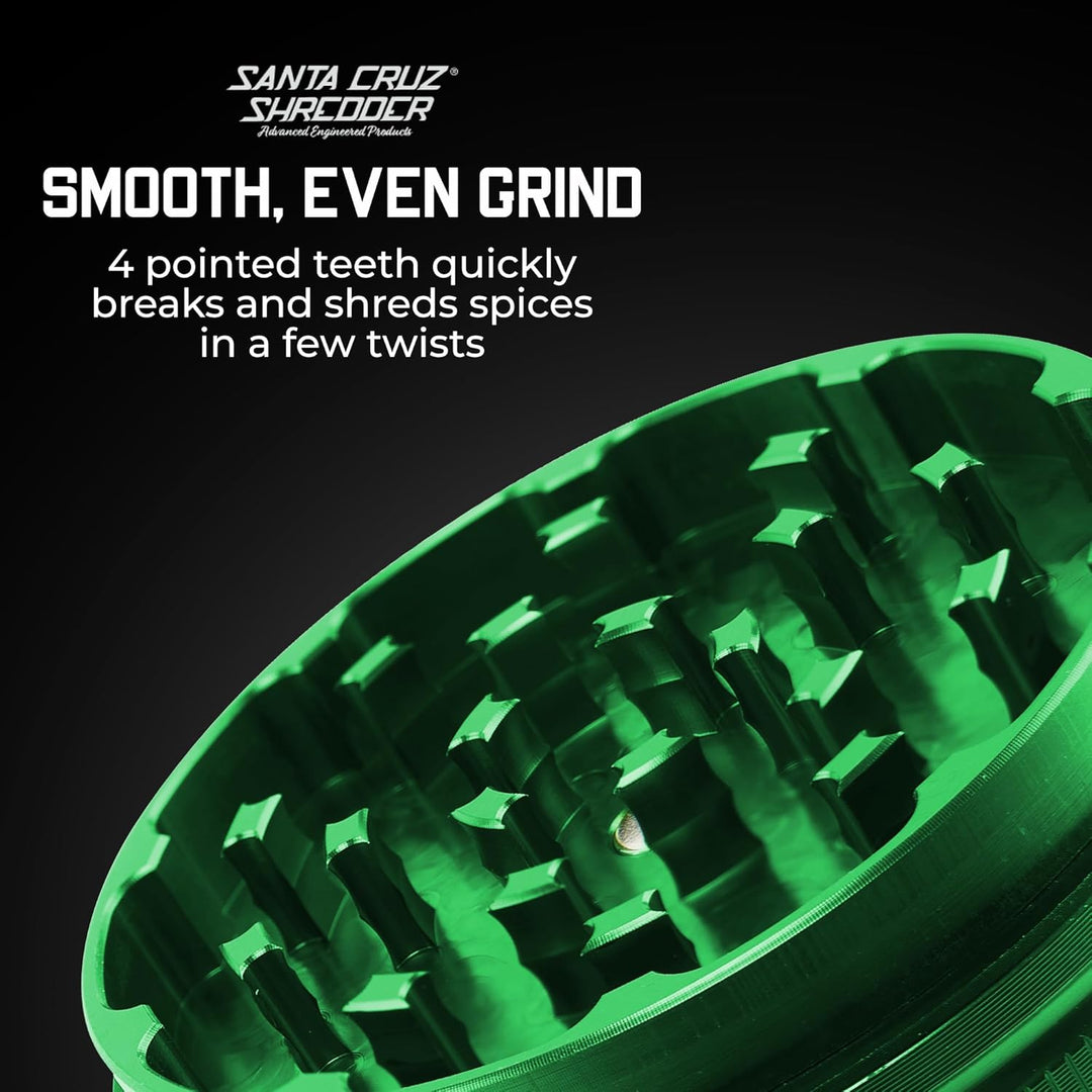 Santa Cruz Shredder Kräutermühle aus Metall, gerändelt, für stärkeren Halt, 2-teilig, 6,9 cm, Grün,