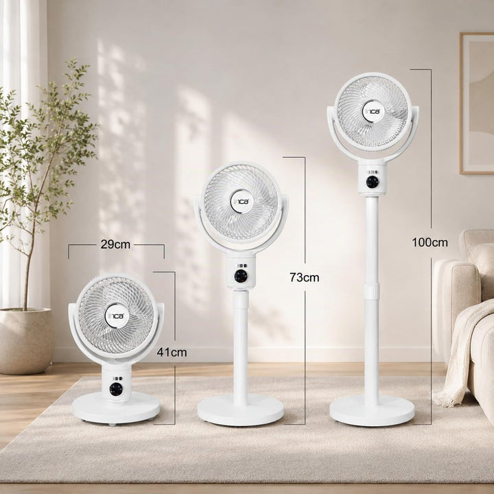 İnca IAF-01B Standventilator, 9000 mAh Akku, LED-Bedienfeld, leiser BLDC Motor, 5 Stufen, Oszillatio
