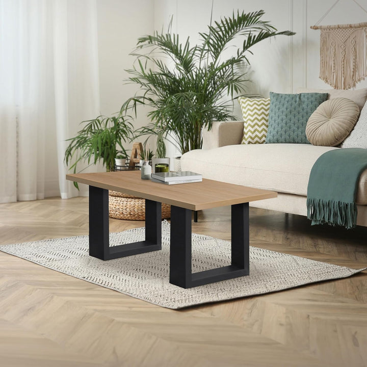 ECD Germany 2er Set Tischbeine 40x43 cm, Schwarz, Stahl pulverbeschichtet, Industriedesign, Vierkant