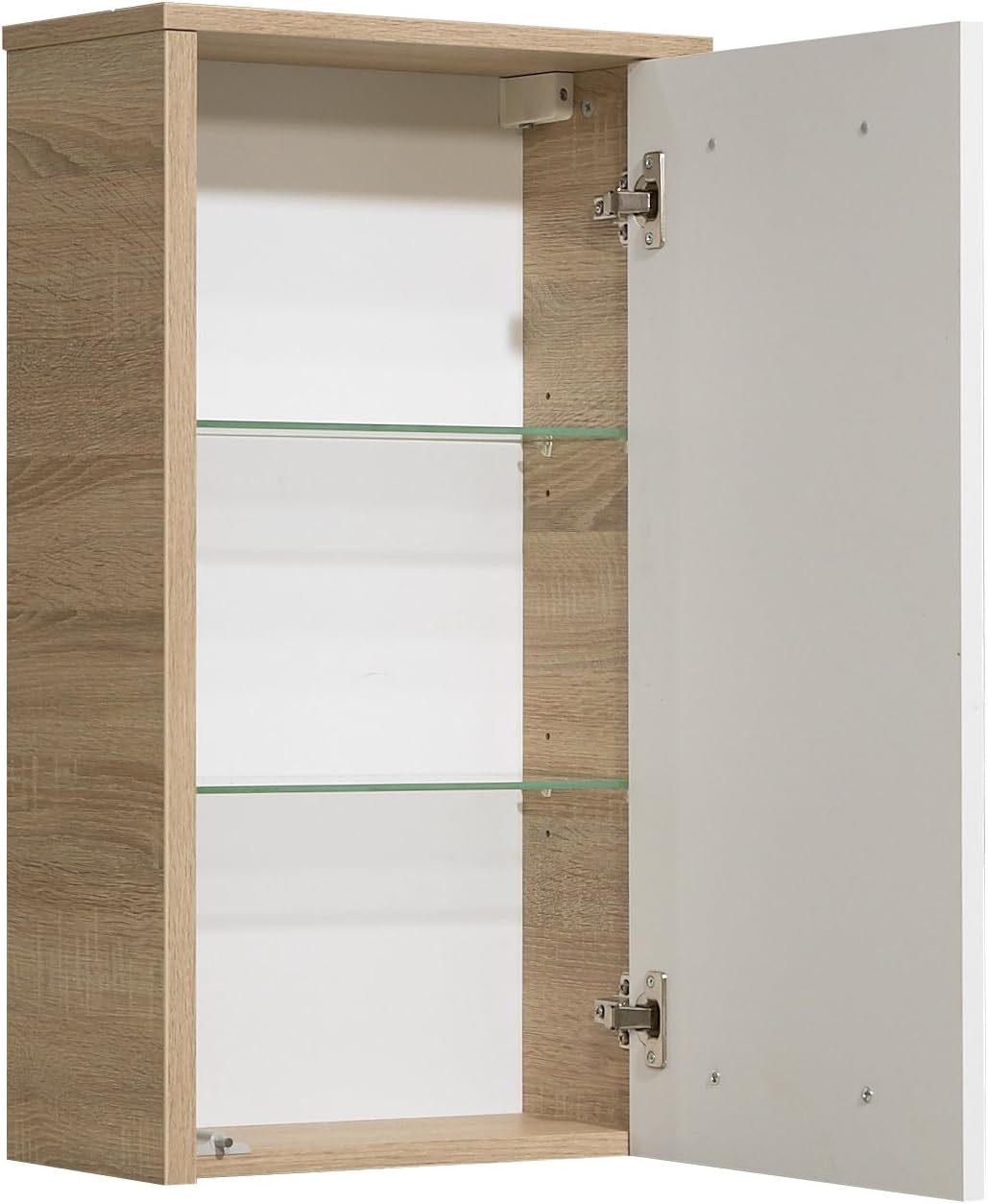 Pelipal Badezimmer Hängeschrank Quickset 382 in Weiss Hochglanz/ Eiche Natur quer Nachbildung, 40 cm