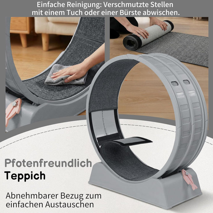 LEADZM Katzenlaufrad 80cm Durchmesser - Laufrad Katze aus Kunststoff, Inklusive Teppich und Katzensp