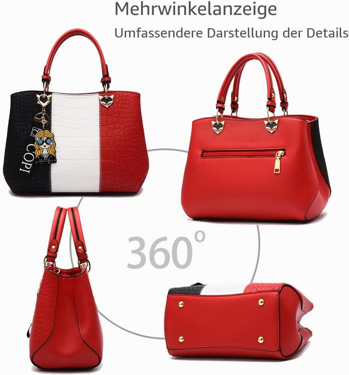 NICOLE & DORIS 2024 Neue Frauen Tasche Damen Leder Handtasche Mode Umhängetasche Mit Pompon abnehmba