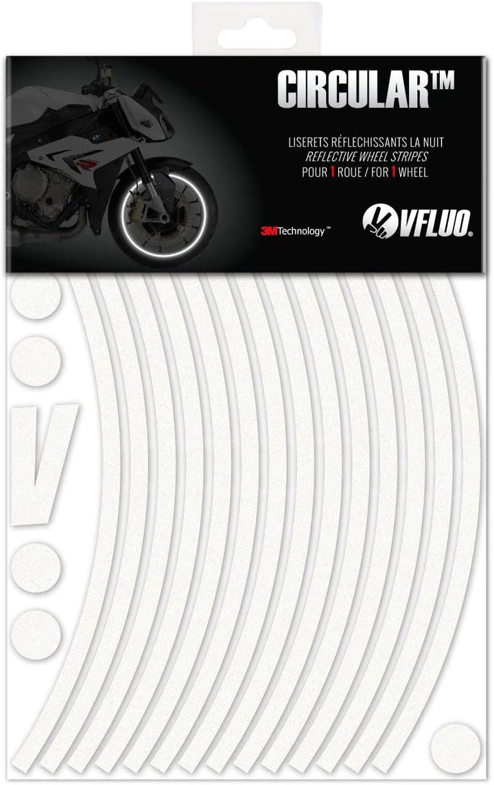 VFLUO - Kit Reflektierende Felgenrandaufkleber Motorrad, Aufkleber für 1 Rad 3M™-Technologie™, 360°-