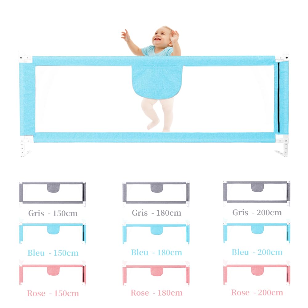 HUOLE Bettgitter, Bettschutzgitter für Kinder, Höhenverstellbares Baby Bettgitter Rausfallschutz, Be