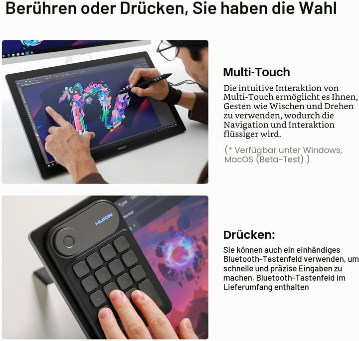 HUION Kamvas Pro 19 4K UHD Grafiktablett mit Display, PenTech 4.0 batteriefreier Stylus mit 2nd Gen