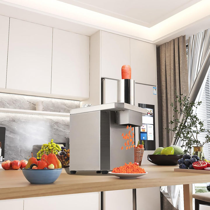 100W 3-in-1 Gemüseschneidmaschine, Gemüseschneider Elektrisch Gemüsehobel Professionell Würfelschnei
