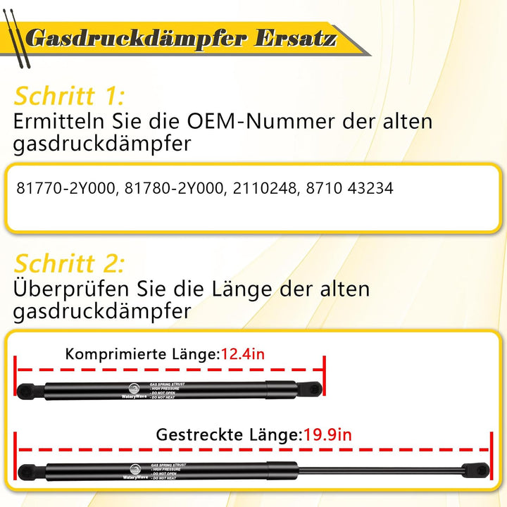 2X Heckklappendämpfer für Hyundai iX35 EL ELH LM 2009-2015 | Gasdruckdämpfer Gasfeder Heckklappe Ers