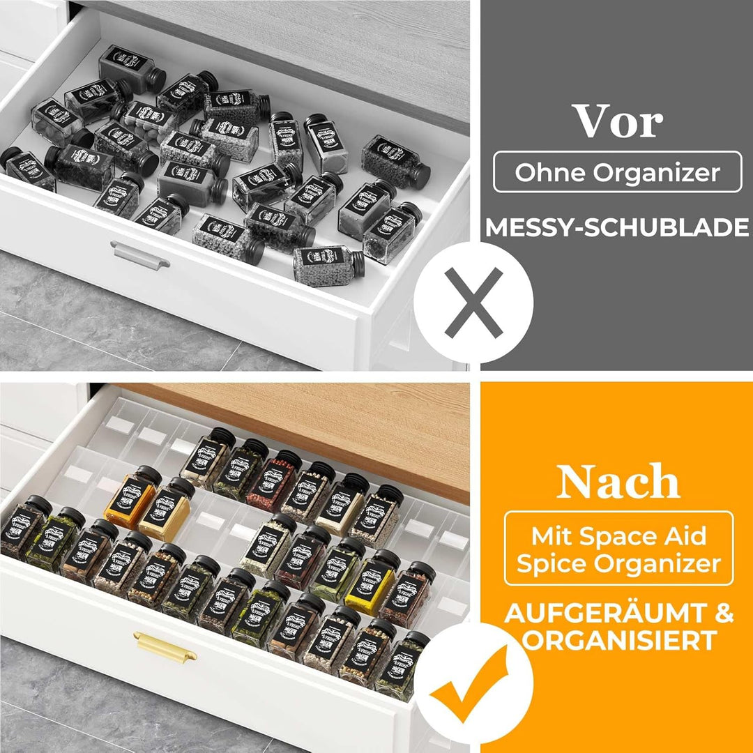 Famhap Gewürz Organizer Schublade, 36 Stück Patchworkable Gewürzregal Schublade, Küchen Organizer sc
