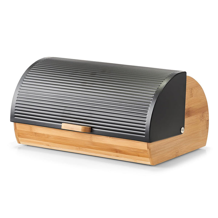 Zeller 25365 Brotkasten, Bamboo/Metall, schwarz, ca. 39 x 27 x 19 cm, Brotaufbewahrung, Trendige Sch