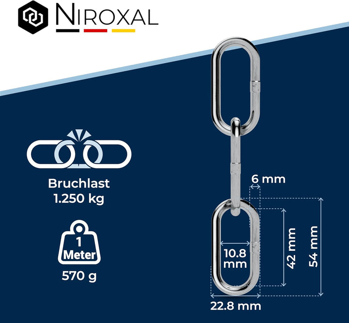 Edelstahlkette Meterware V4A Edelstahl Kette Metall langgliedrig am Stück A4 Ankerkette DIN5685 Glie
