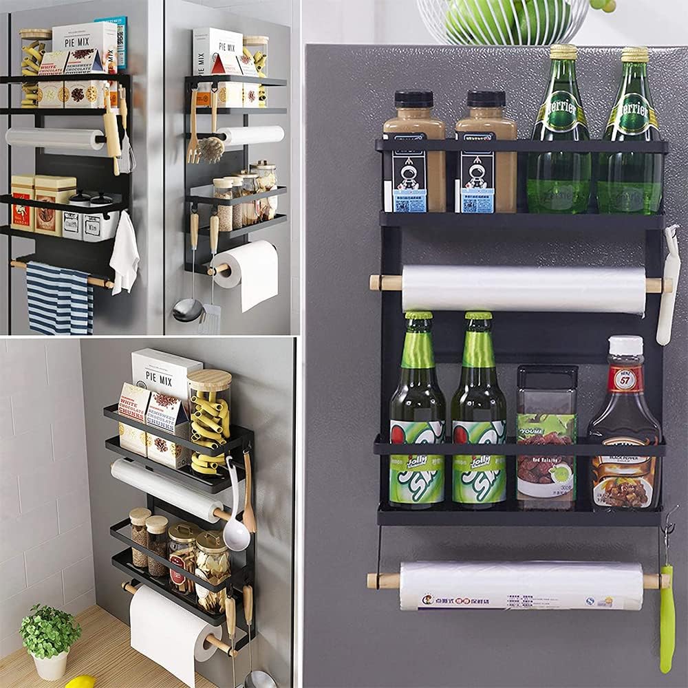 Magnetisches Gewürzregal für Kühlschrank, Küchenregal Ohne Bohren aus Edelstahl, Magnetisches Kühlsc