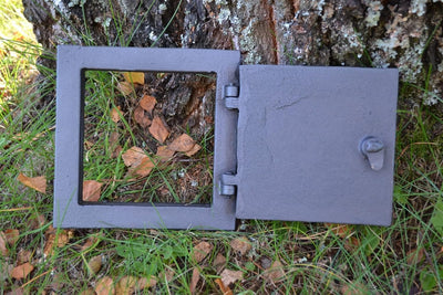SEZAM Massive Revisionstür für Öfen aus Gusseisen 17 x 3,5 x 17 cm, Kamintür - Klappe - Räumungstür,