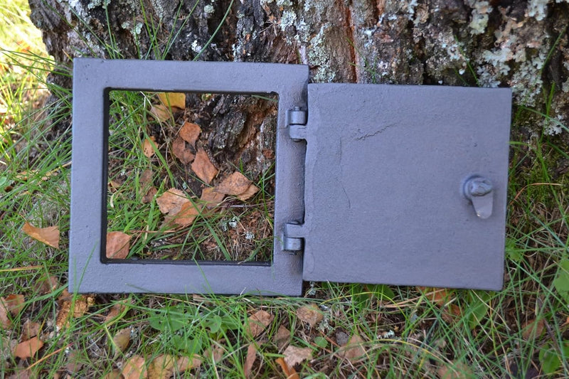 SEZAM Massive Revisionstür für Öfen aus Gusseisen 17 x 3,5 x 17 cm, Kamintür - Klappe - Räumungstür,