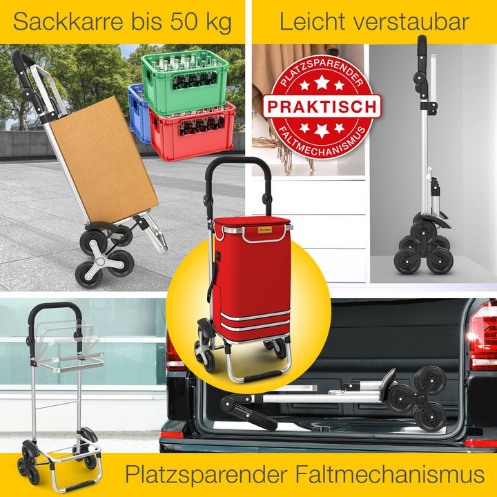 ELONEO Einkaufstrolley Treppensteiger mit Kühlfach, Einkaufsroller klappbar, Shopping Trolley höhenv