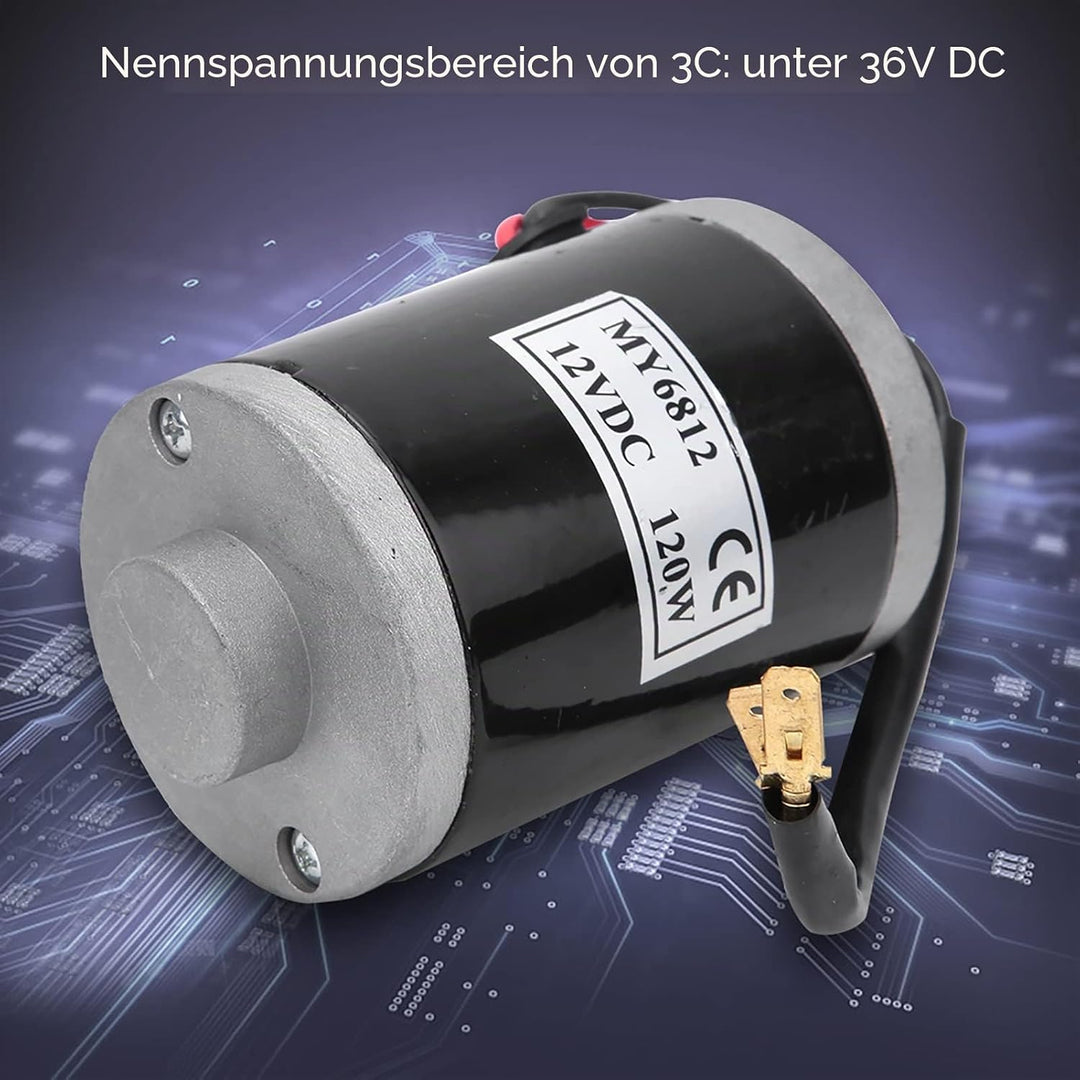 Nimomo Fahrrad-Bürstenmotor, 12 V, 120 W, Hochgeschwindigkeitsmotor mit Riemenscheibe, MY6812, Elekt