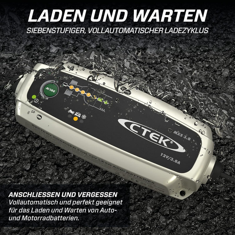 CTEK MXS 3.8 Multi-Funktions Ladegerät Mit 7-Stufen Programm, 12V 3.8 Amp (EU Stecker) Single, Singl