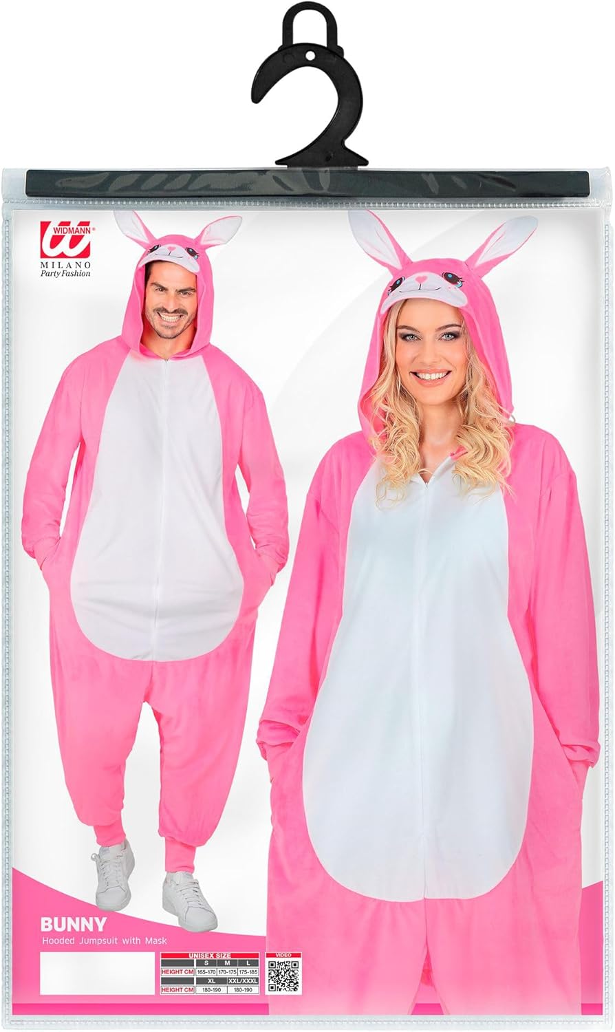 W WIDMANN MILANO Party Fashion - Tier Overall für Erwachsene, weicher Plüsch Jumpsuit mit Kapuze, Ti