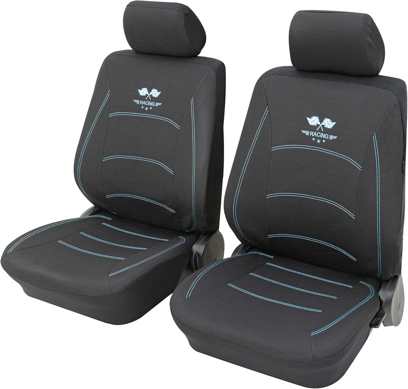 PETEX Auto Sitzbezüge für Vordersitze 6-teilig - Racing blau, Eco Class mit SAB 1 Vordersitzgarnitur