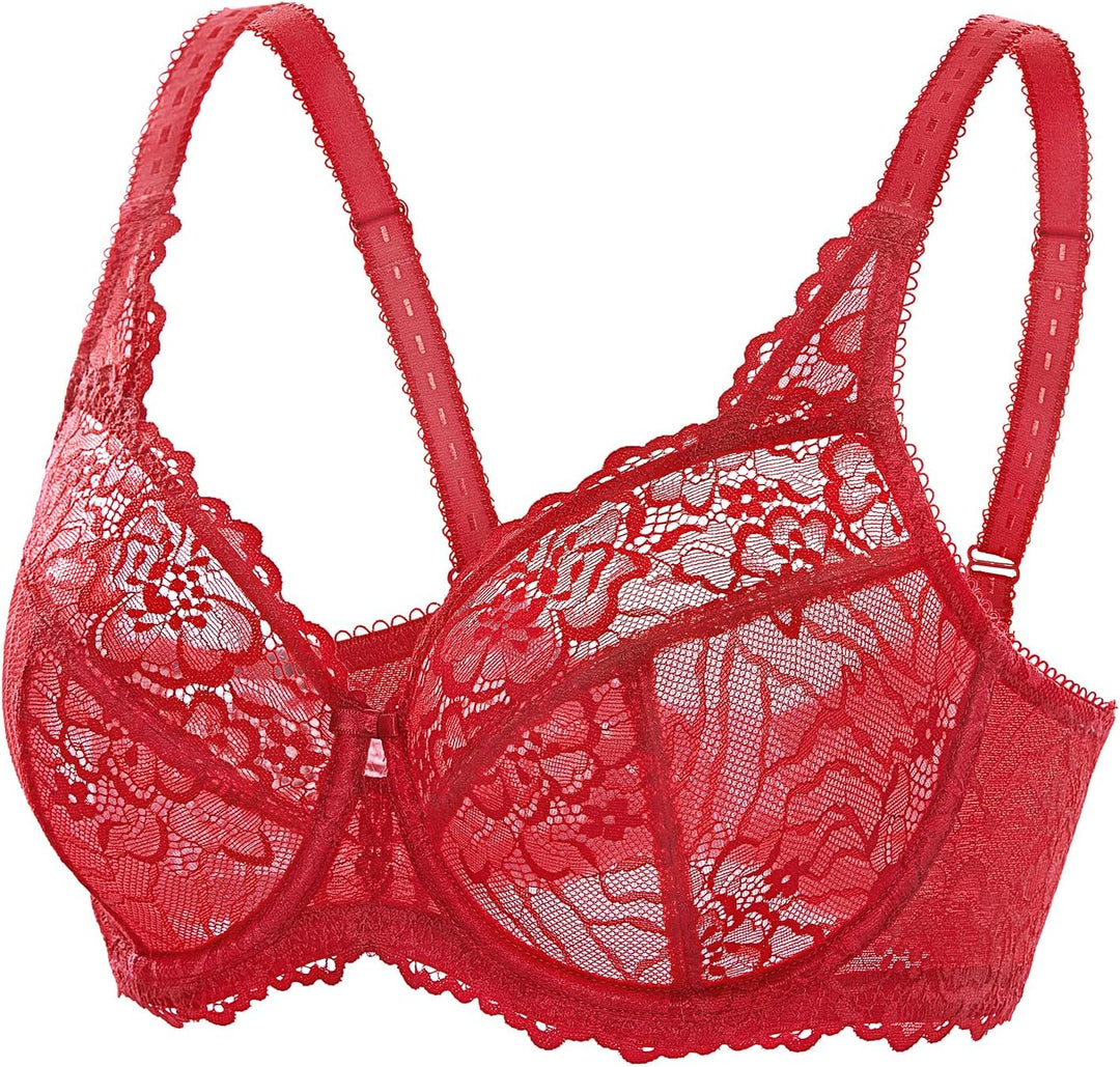 DELIMIRA Damen Minimizer Spitzen BH mit Bügel | Vollschalen, Grosse Grössen, ohne Polster, Spitze 75