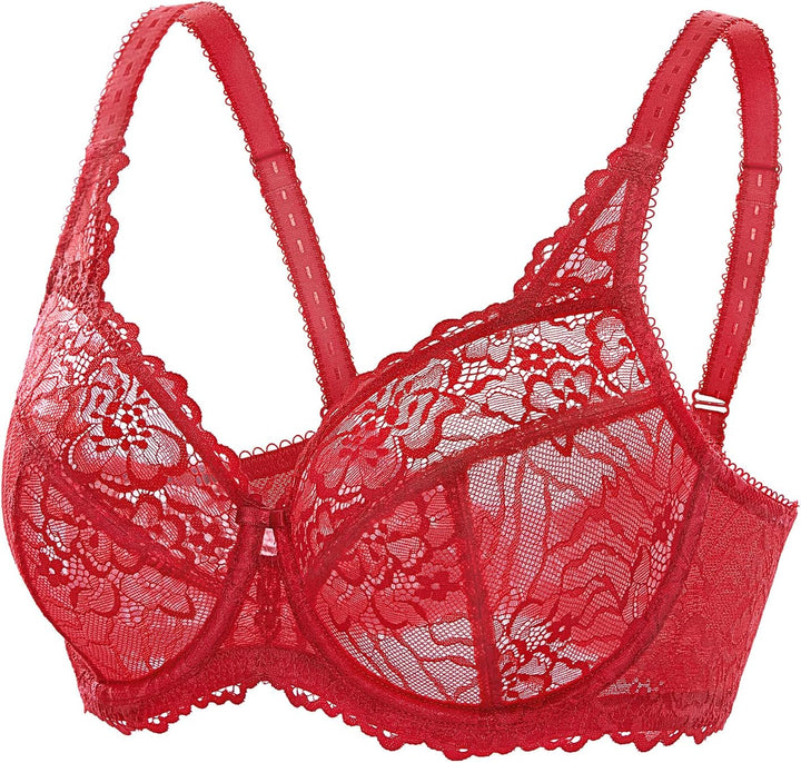 DELIMIRA Damen Minimizer Spitzen BH mit Bügel | Vollschalen, Grosse Grössen, ohne Polster, Spitze 75