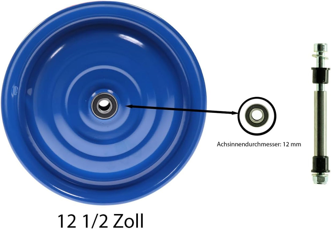 12 1/2 Zoll Scheibenrad Anhänger Handwagen Laufrad Rad Felge Klaufix DDR Blau | 4 Stück
