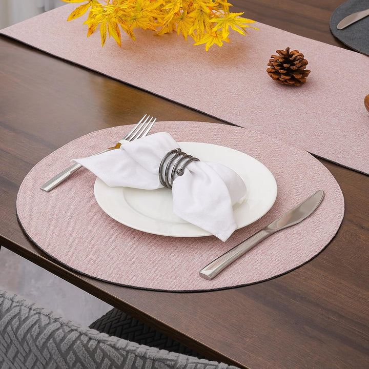 Tischsets, Durchmesser 38cm Leinenimitat Platzsets Abwaschbar rutschfeste Tischsets Platzsets Doppel