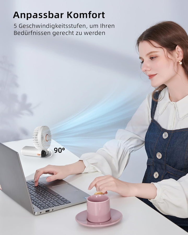 Koonie Handventilator, Tragbarer Mini Ventilator, USB Taschenventilator, 8 Stunden Batteriebetrieben