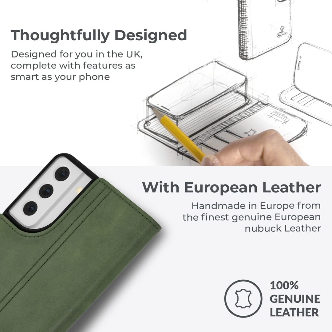 Snakehive Galaxy S21 FE 5G Hülle Leder | Stylische Handyhülle mit Kartenhalter & Standfuss | Handyhü