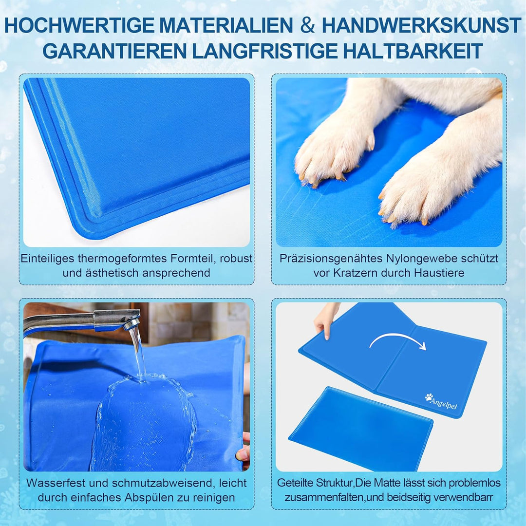 Angelpet Kühlmatte Hund, L 90x50cm – Ungiftige Selbstkühlende Gelmatte Bett, Langlebige wasserdichte