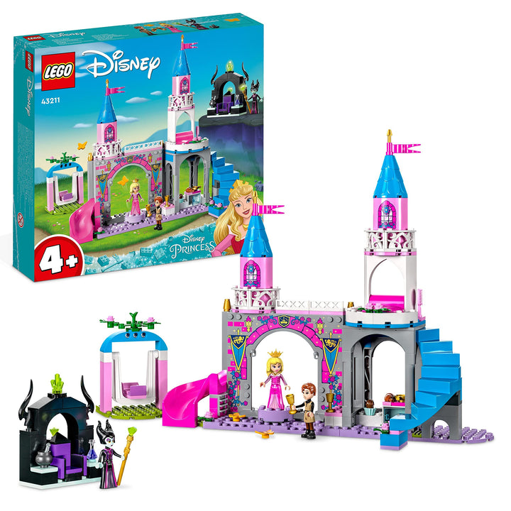 LEGO 43211 Disney Princess Auroras Schloss Spielzeug zum Bauen mit Dornröschen, Prinz Philip & Malef