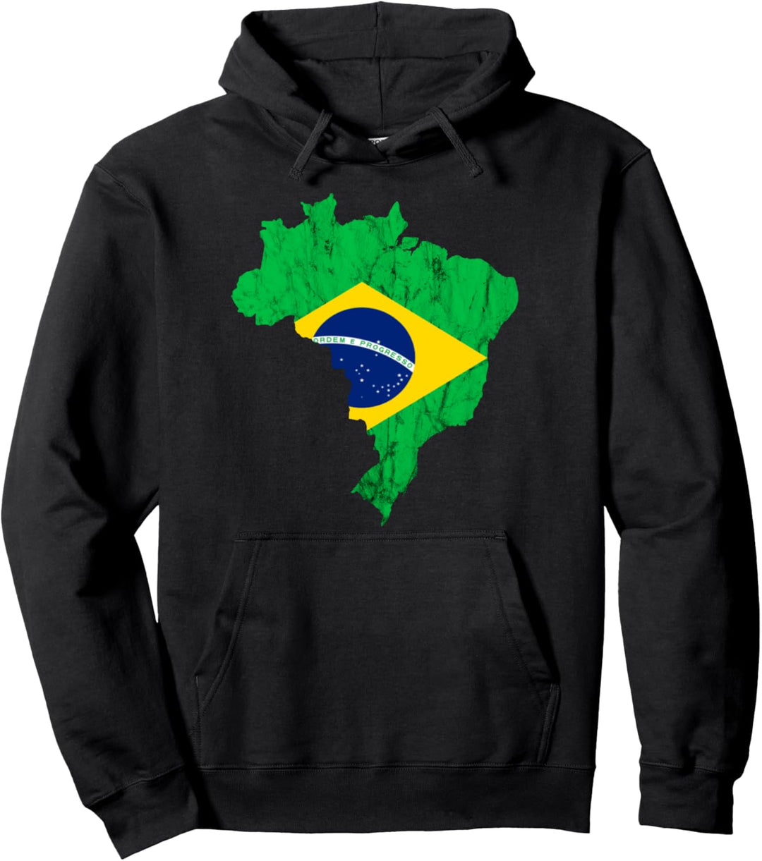 Brasilien Karte Umriss Brasilianische Flagge Brasilianer Pullover Hoodie