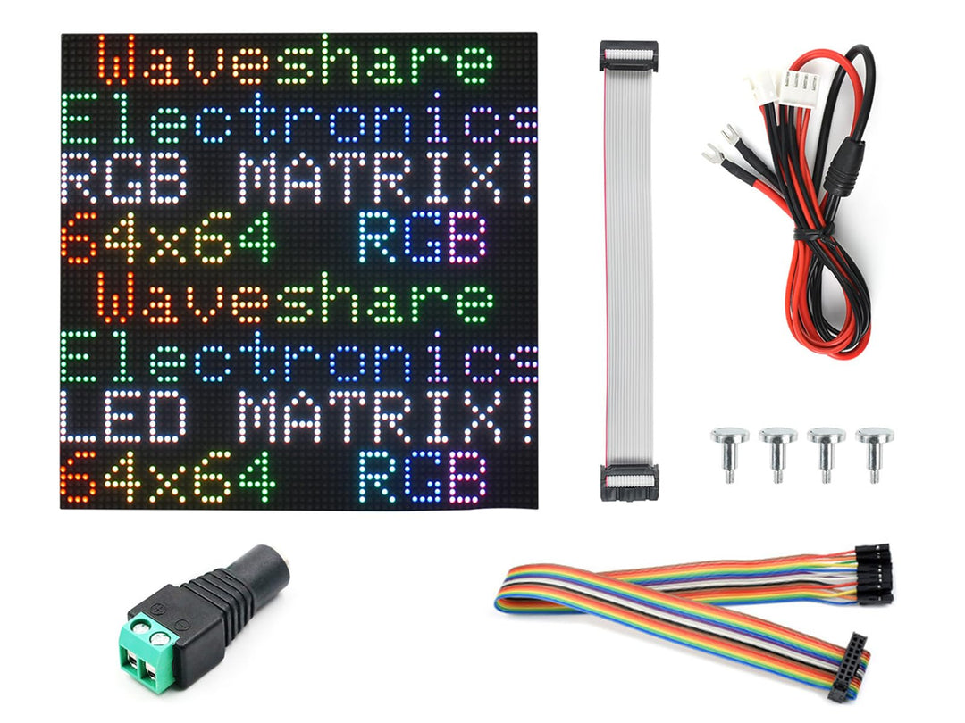 Waveshare RGB Full-Color LED Matrix Panel 2mm Pitch 64x64 Pixels Adjustable Brightness Compatible wi