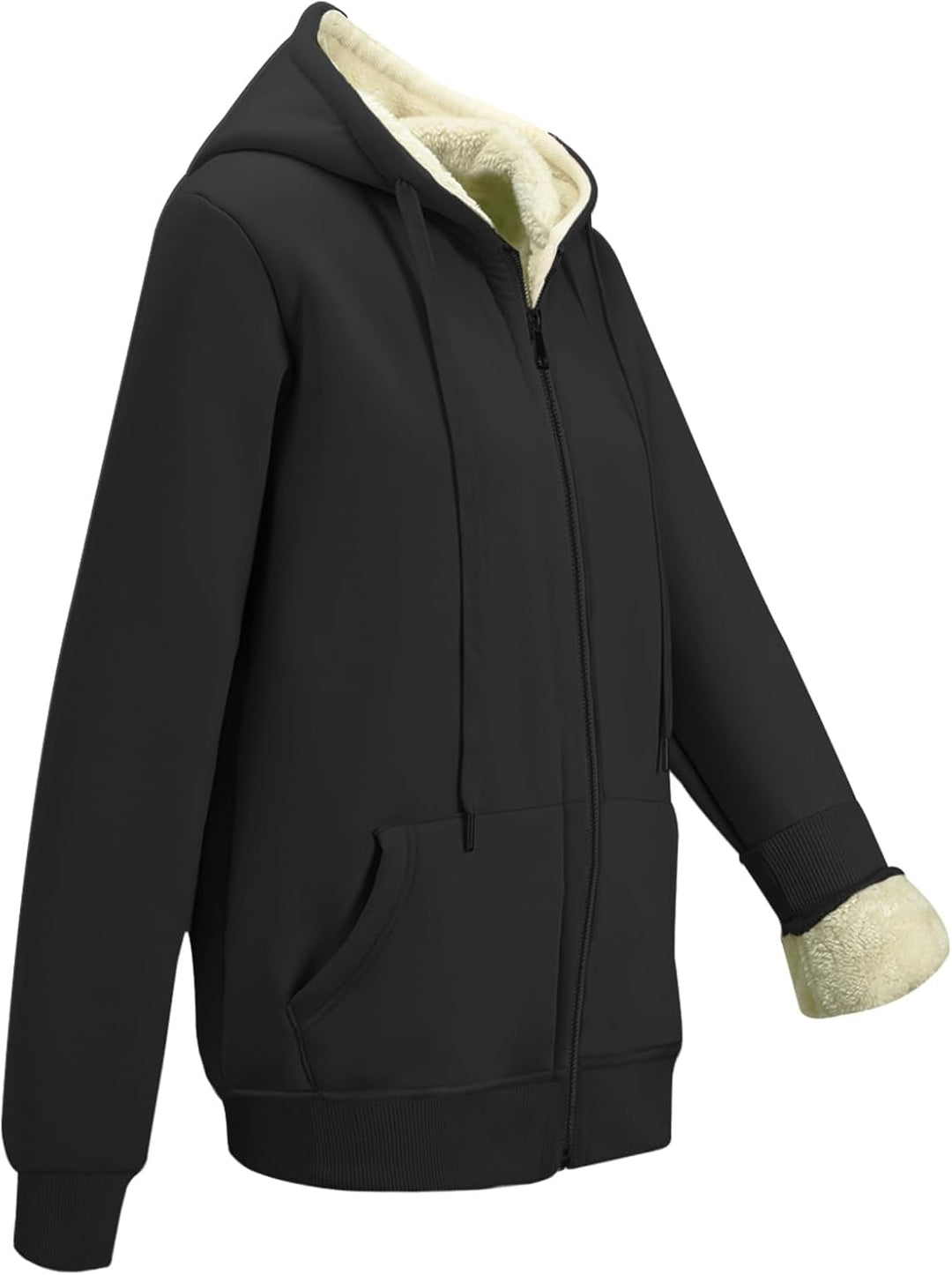 MOVE BEYOND Sweatjacke Damen mit Kapuze Zipper Hoodie Fleecejacke Gefüttert Warme Winterjacke mit Re