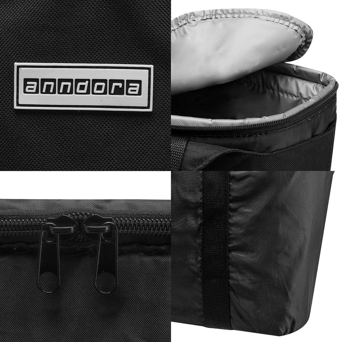 anndora 2 in 1 Einkaufstasche mit Isoliertasche - doppeltes Volumen - Farbwahl Schwarz, Schwarz