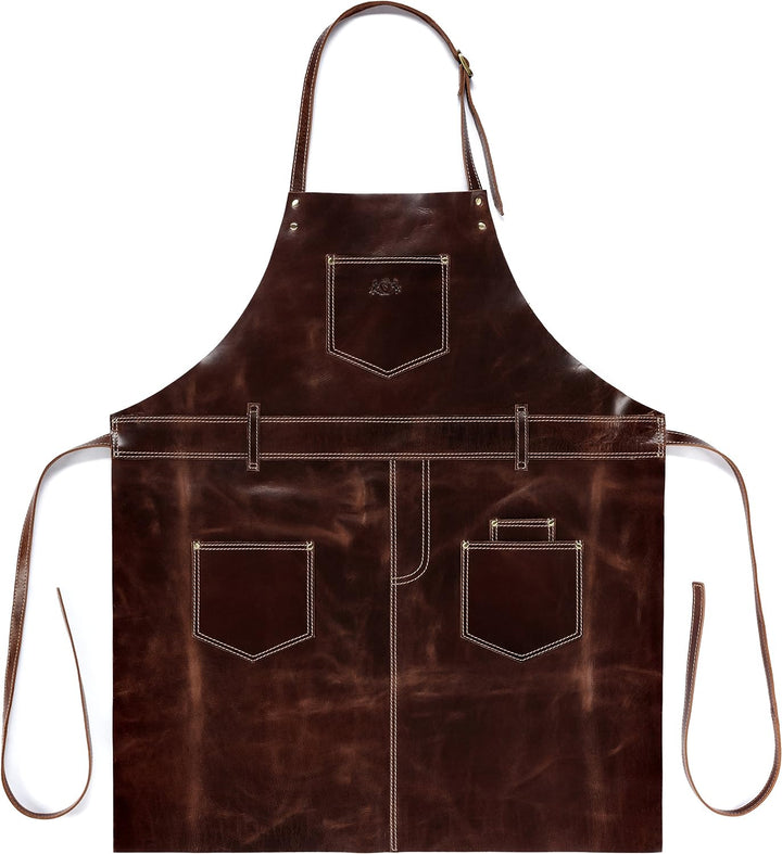 SID & VAIN Lederschürze DEAN aus Premium Leder I Grillschürze gross für Herren und Damen I Kochschür