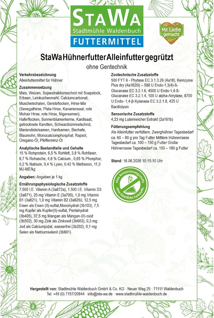 Hühnerfutter Alleinfutter gegrützt, ohne Gentechnik, ideal für Zwerghühner, 5 kg 5 kg (1er Pack), 5