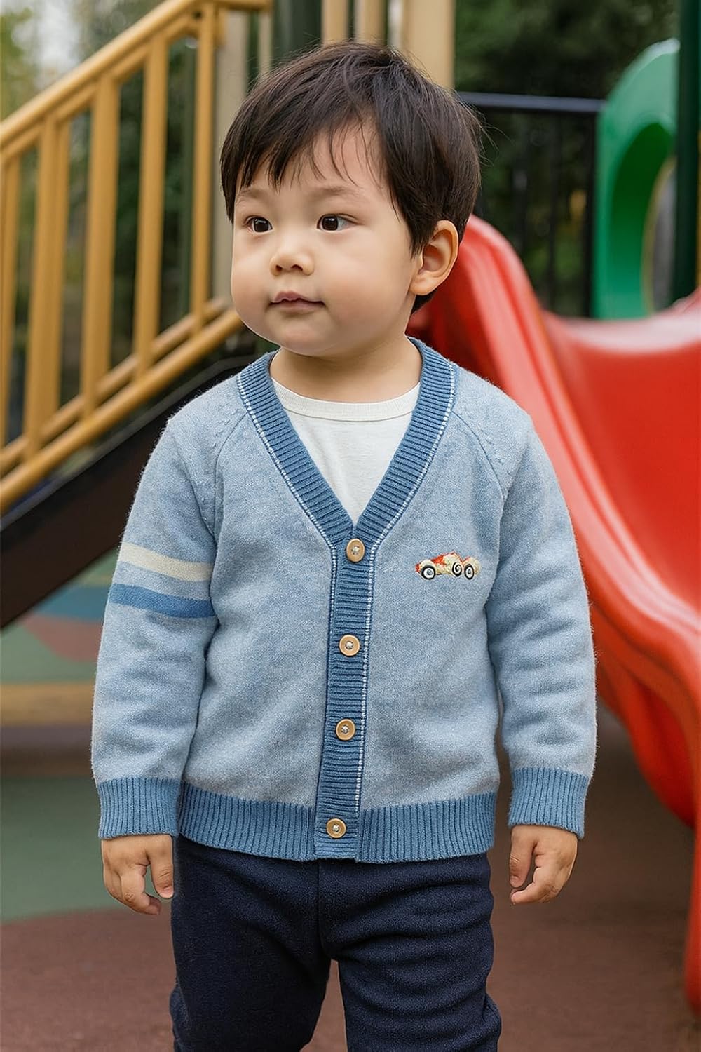 Fnaobai Kleinkind Baby Jungen Strickjacke kleine Jungen V-Ausschnitt Baumwolle Pullover Kinder Lange
